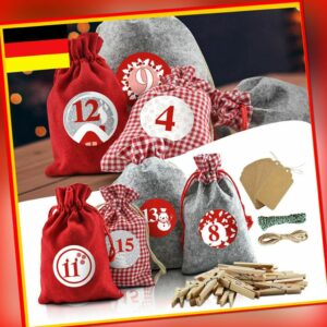 24x Adventskalender zum Befüllen Weihnachtskalender Weihnachten Säckchen XMAS