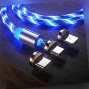 3in1 Magnet LED USB Ladekabel leuchtend Micro USB-C für Apple Samsung Huawei 💎