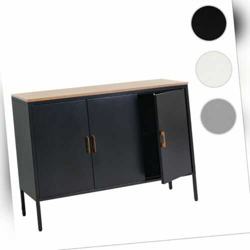 Kommode HWC-L84, Sideboard Schrank Anrichte, 3 Türen Metall 90x120x40cm