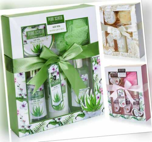 Pflegeset Bade- und Dusch Geschenke für Frauen 5-tlg  Aloe Vera, Vanille Erdbeer