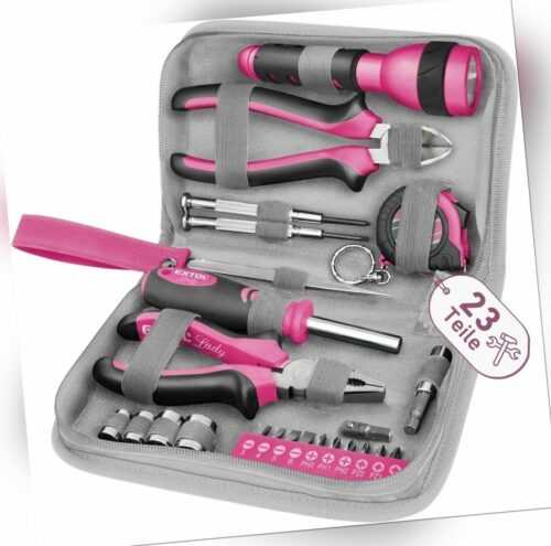 Werkzeugkoffer klein 23-tlg. in Rosa, Haushalt-Werkzeug-Set Pink