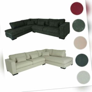 Ecksofa HWC-J58, Couch Sofa + Ottomane rechts/links, Made in EU, wasserabweisend