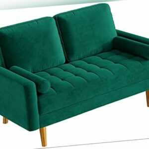 2-Sitzer Sofa Velvet Bequeme Sitzcouch Woodbeinen Couch Lounge 148,5 x 78 x 85cm