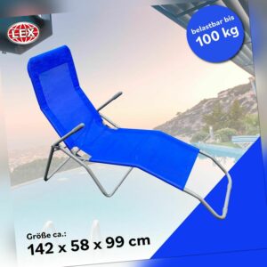 Siesta Liege Sonnenliege Kippliege Strandliege klappbar Garten Blau