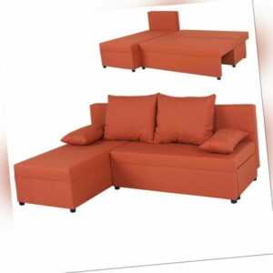 Ecksofa - orange - Webstoff - mit Liegefunktion Sofa Wohnlandschaft Couch