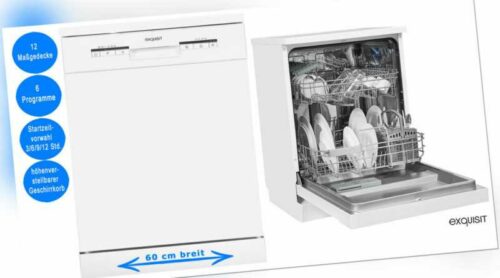 Exquisit Geschirrspüler 60 cm Weiß Halbe-Beladung 12 Maßgedecke Spülmaschine