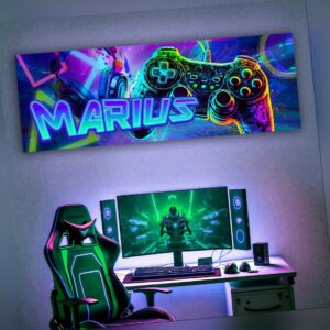 vz122 Gamer poster mit Namen gaming Wanddeko gamer Bild Kinderzimmer junge