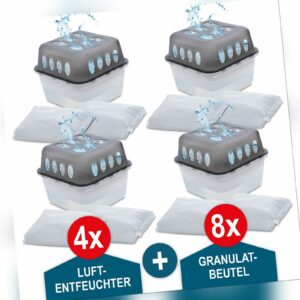 4x Luftentfeuchter Box Nachfüllbar 8x400g Granulat Beutel Raum Auto Entfeuchter