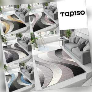 Designer Teppich Modern Abstrakt Mehrfarbig Kurzfor Wellen Muster Wohnzimmer