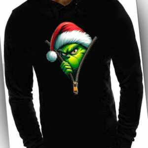 Reißverschluss Grinch Weihnachten Pullover Hoodie Damen & Herren Unisex