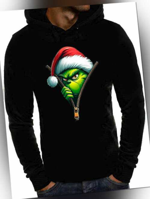 Reißverschluss Grinch Weihnachten Pullover Hoodie Damen & Herren Unisex