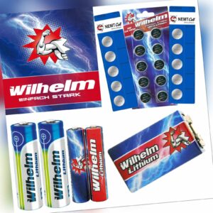 Wilhelm+Nemt Cell Batterien Lithium AA, AAA, 9V Block CR2016 CR2025 CR2032 Knopf