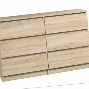 Kommode mit 6 Schubladen 120cm Sideboard Anrichte Schubladenschrank Sonoma