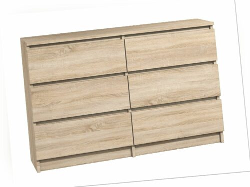 Kommode mit 6 Schubladen 120cm Sideboard Anrichte Schubladenschrank Sonoma