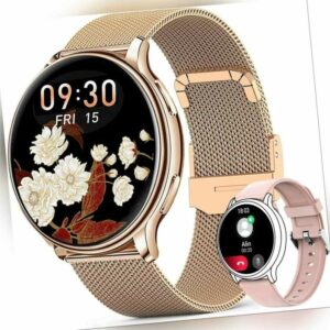 Smartwatch Damen mit Telefonfunktion 1,32" Display für Android & iOS - Gold