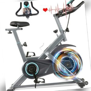 DE Heimtrainer Fitnessbike Fahrrad Indoor Cycling Bike mit LCD-Monitor bis 150kg