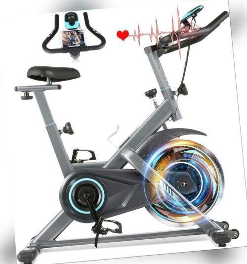 DE Heimtrainer Fitnessbike Fahrrad Indoor Cycling Bike mit LCD-Monitor bis 150kg