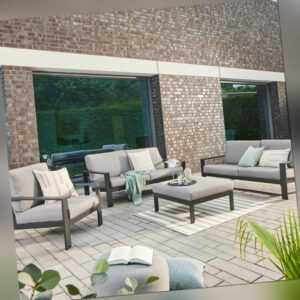 Alu Gartenmöbel Set Sitzgruppe Garten Lounge Garnitur Balkonmöbel Grau Sofa