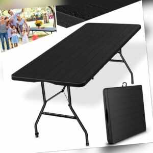 Klapptisch 180cm klappbar Camping Garten Party Bier Pong Buffett Tisch Holzoptik