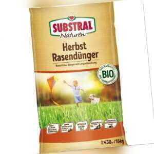 SUBSTRAL Naturen Herbstrasendünger Bio NPK+MgO Rasendünger Langzeitwirkung 16kg