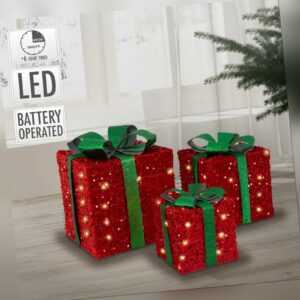 3er Deko Weihnachtsgeschenke LED Boxen Timer Weihnachten Dekoration beleuchtet