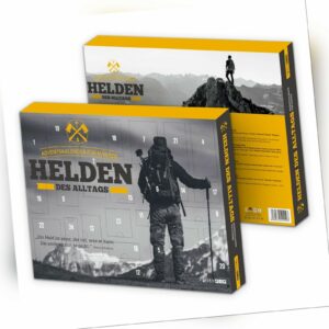 itenga XL Männer Adventskalender "Helden des Alltags" gelb schwarz Bergmotiv