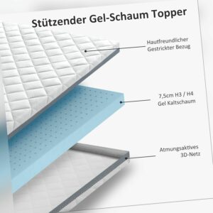 Gelschaum Topper Matratzenauflage 90x200 120x200 140x200 160x200 180x200 200x200