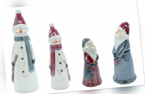 Keramik Weihnachtsfiguren - Weihnachtsmann Schneemann Weihnachtsdeko bunt