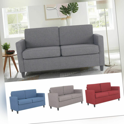 Mingone Sofa 2 Sitzer Wohnzimmersofa Couch mit Kissen Polstersessel Leinen Sofas