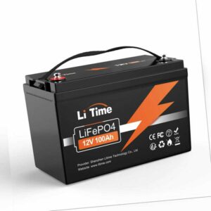 LiTime LiFePO4 Akku 12V 100Ah Lithium Batterie 100A BMS für Wohnmobile Solar