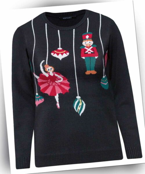esmara Damen Pullover Weihnachtspullover mit Paillettenbesatz - versch. Größen