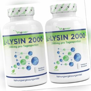 2x L-Lysin = 730 Tabletten á 1000mg - Vegan - Premium Qualität Aminosäure Amino