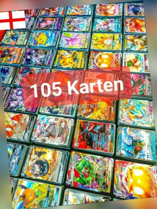 105 Pokemon Karten Sammlung |  1x V/GX/VMAX & 15x Seltene HOLOS garantiert | En