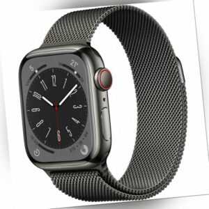 Apple Watch Series 8 Milanaise Armband 41mm Edelstahl GPS+4G Smartwatch graphit