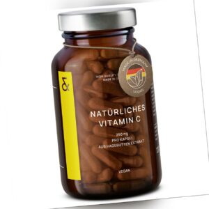 Natürliches Vitamin C hochdosiert - 120 Kapseln - aus Hagebutten Extrakt - Vegan