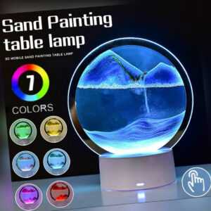 Fließende Sandbild mit LED Licht 3D Sandscape Sanduhr Landschaft Sandbilder Deko