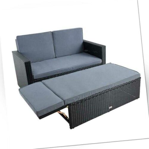 Gartenmöbel Polyrattan Sitzgruppe Lounge Sofa Gartensofa Essgruppe Set Schwarz