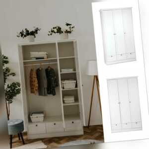 Kleiderschrank Weiß Holz Schrank Drehtürenschrank 3 Türen Garderobe Homestyle4u