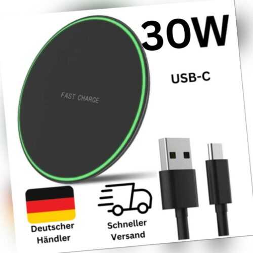 30W Wireless Fast Charger Ladegerät Pad Für Samsung Apple iPhone Android