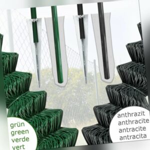 Komplettset Gartenzaun Maschendrahtzaun Zaun 80-200cm Grün Grau 15-100m V2Aox