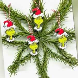 DER GRINCH 4er Set Anhänger Dr. Seuss Weihnachten Christbaum Holz Ornament