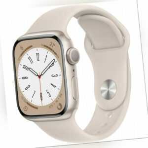 Apple Watch Series 8 Sportarmband 41 mm Aluminium GPS Smartwatch polarstern