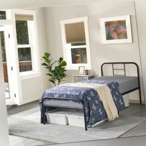 Metallbett Bettrahmen Einzelbett/Doppelbett Bettgestelle mit Lattenrost 90/140cm