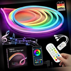 2-5M Neon LED Strip Streifen RGB Flex Schlauch diffus Lichtband Dimmbar Wifi APP