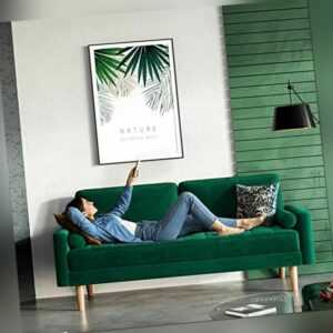 2-Sitzer Sofa Velvet Bequeme Sitzcouch mit Woodbeinen Wohnzimmer Couch Lounge DE