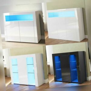 Kommode Sideboard mit LED Highboard Anrichte Schrank Wohnzimmer Hochglanz Modern