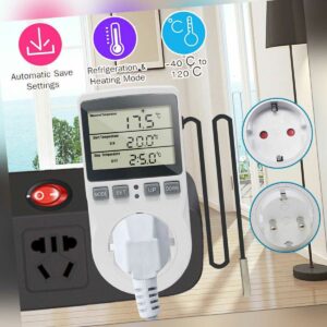 Digitale Thermostat Steckdose Innenthermostat Temperaturregler Schalter & Fühler
