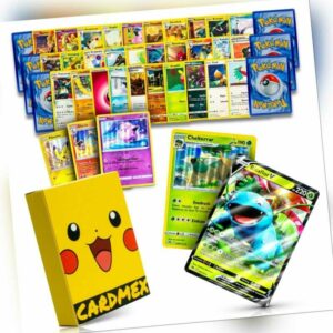 Pokemon Karten 50 Stück in deutsch mit 1x V garantiert und Schutzbox