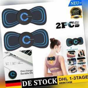 2x Tragbares EMS Mini Elektrisches,Nacken-Rücken-Massagegerät Zervikaler Massage