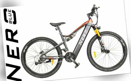 Elektro Mountainbike Aluminium 27,5" Schwarz eBike 250W E-MTB 48V Vollfederung